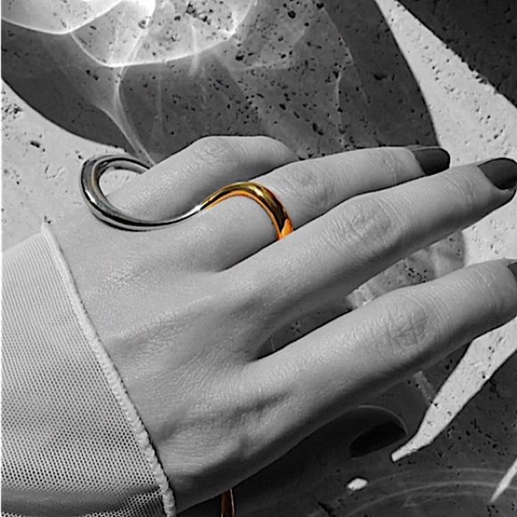 Sterling Silver Geometric Ring, Versatile, Creative, Design, Unique, Trendy - Picture 7 of 13